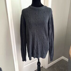 Oscar de la Renta Charcoal Cable Knit Sweater